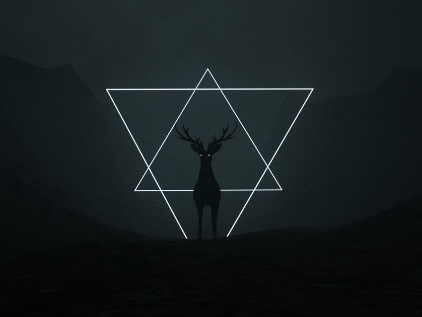 deer triangles dark art black PNG with no registration needed 4k wallpaper