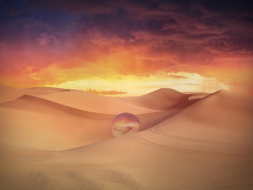 desert dunes crystal ball sand clouds PNG transparent pictures for editing