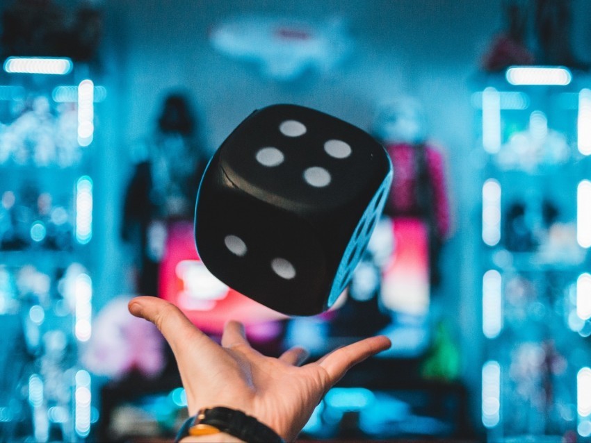 dice cube toss hand levitate Isolated Item on Clear Background PNG