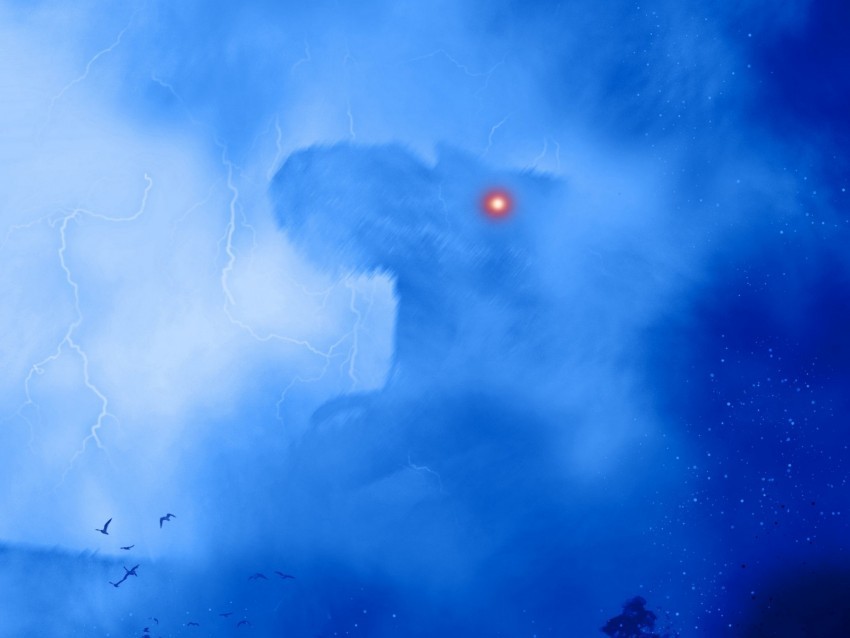 dinosaur monster silhouette art fog lightning Free PNG images with transparent backgrounds