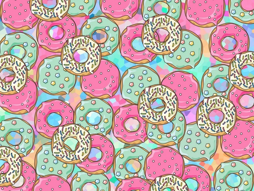 donuts patterns sweet colorful texture Transparent PNG Isolated Subject 4k wallpaper