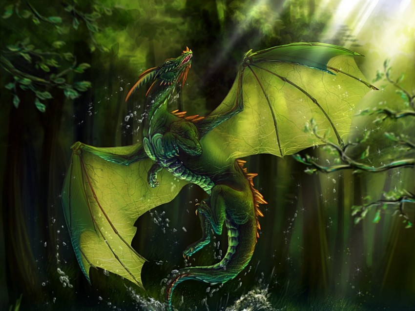 dragon lake forest water art PNG transparent designs for projects 4k wallpaper