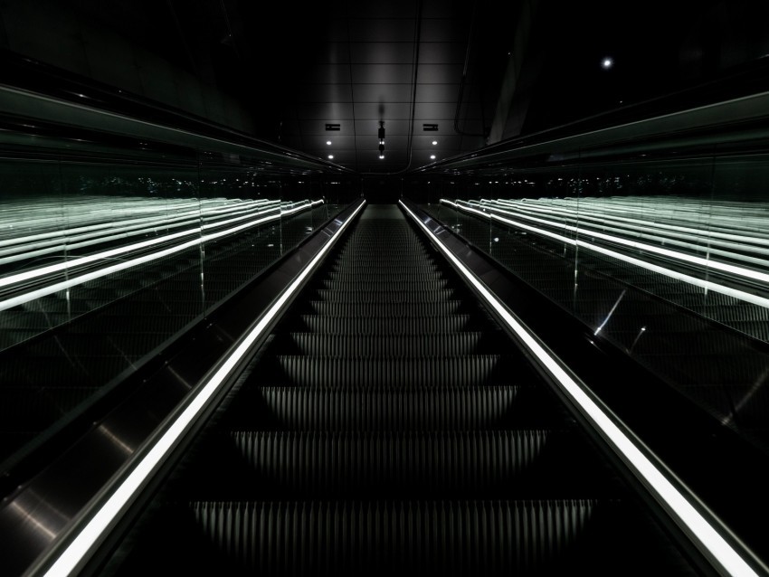 escalator stairs dark descent Isolated Item on Transparent PNG 4k wallpaper