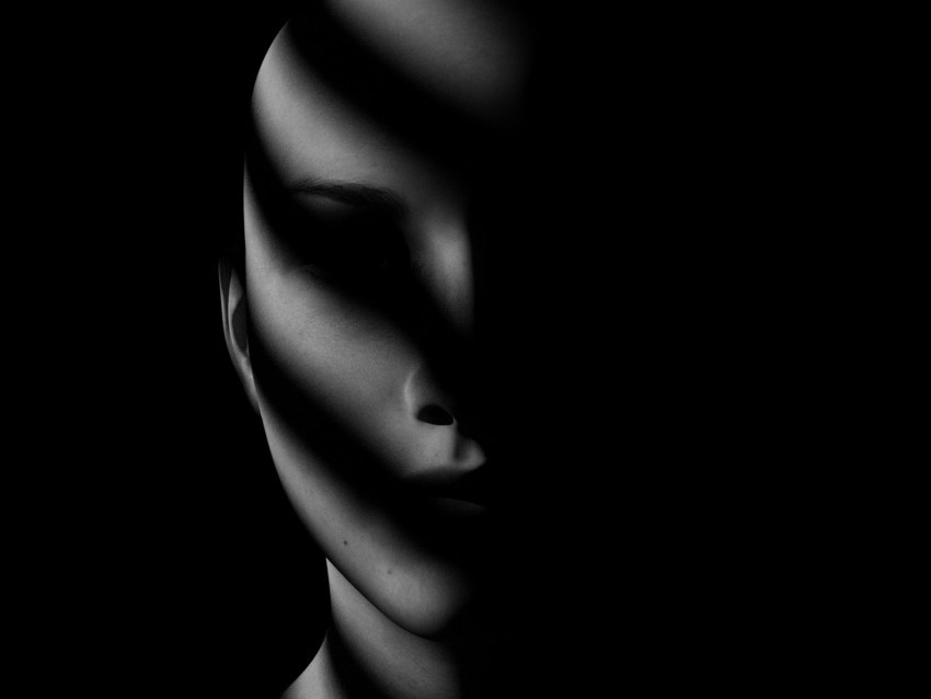 face shadow dark bw noir portrait doll PNG with no background required 4k wallpaper