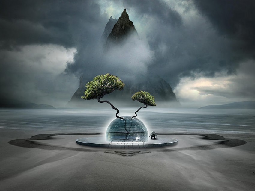 fantasy tree clouds fog ball mountain Isolated Element in Clear Transparent PNG 4k wallpaper