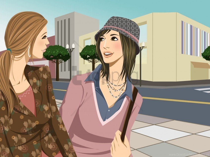 fashionistas girlfriends girls walk wallpaper PNG for mobile apps