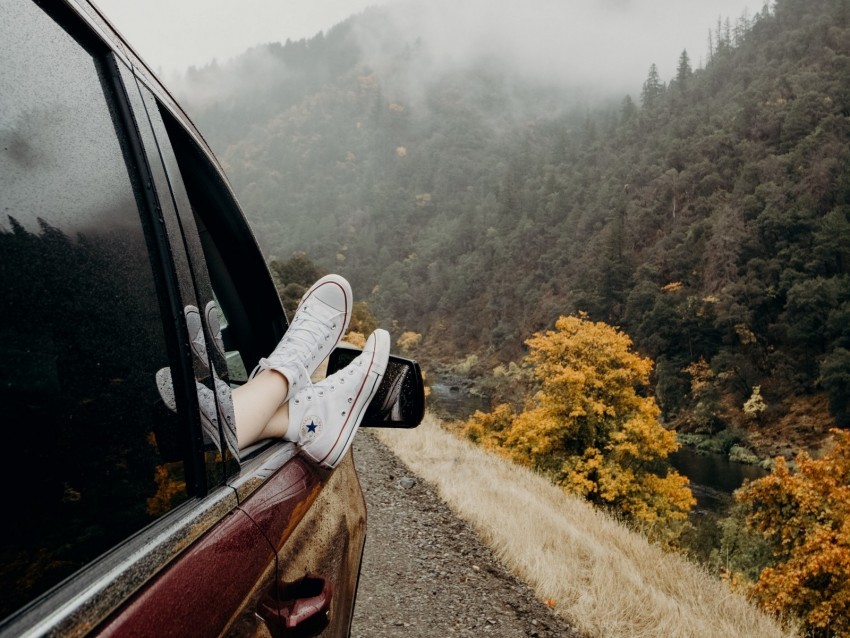 feet sneakers journey fog car High-resolution PNG images with transparent background