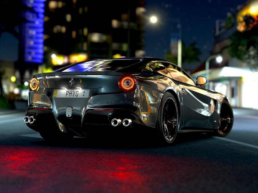 ferrari f12 ferrari sports car race rear view Isolated Subject with Transparent PNG