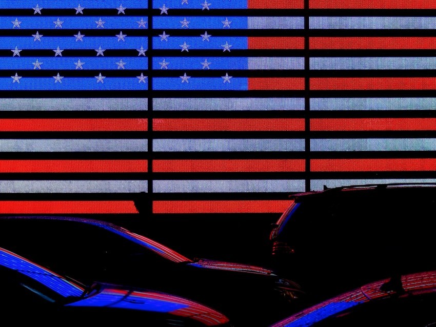 flag america neon cars PNG Isolated Subject with Transparency