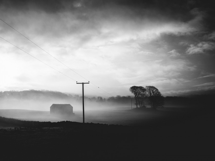 fog dusk landscape bw gloomy PNG images for advertising 4k wallpaper