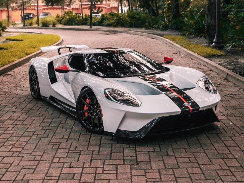ford gt ford sportscar white side view PNG for online use