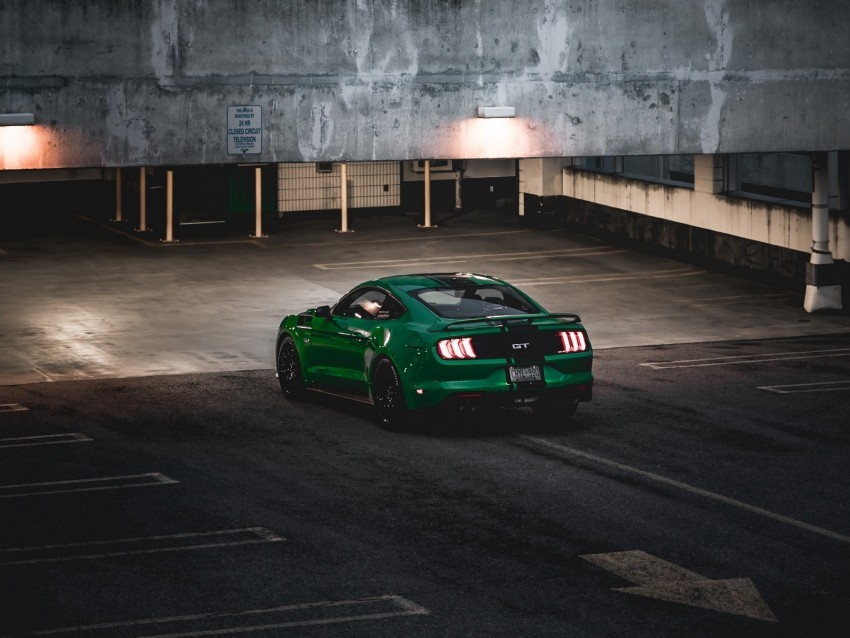 ford mustang ford car green sportscar parking Clear image PNG