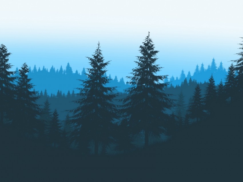 forest trees mountains art vector Isolated Graphic on Clear Transparent PNG