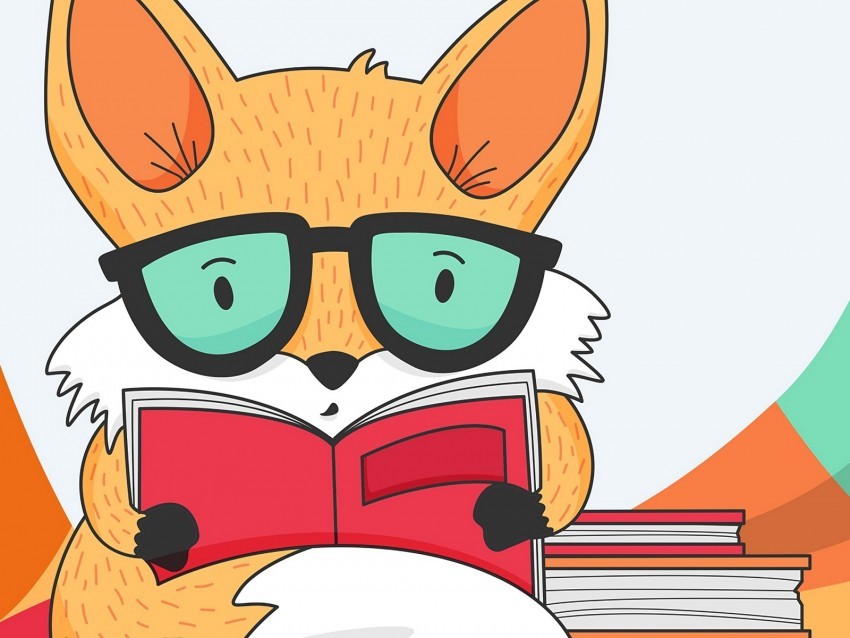 fox book reading art vector Free PNG images with alpha channel variety 4k wallpaper
