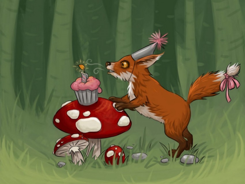 fox mushrooms cupcake birthday art Transparent PNG images extensive gallery