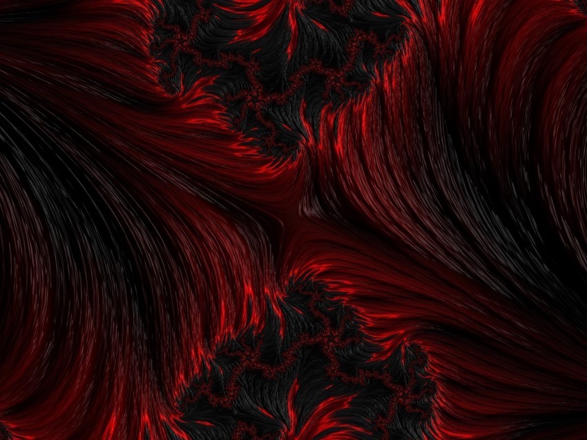 fractal abstraction wavy black red PNG isolated