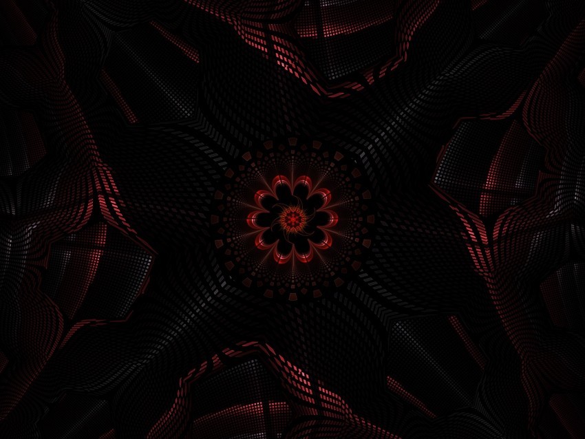 fractal dark abstraction black red Free download PNG with alpha channel
