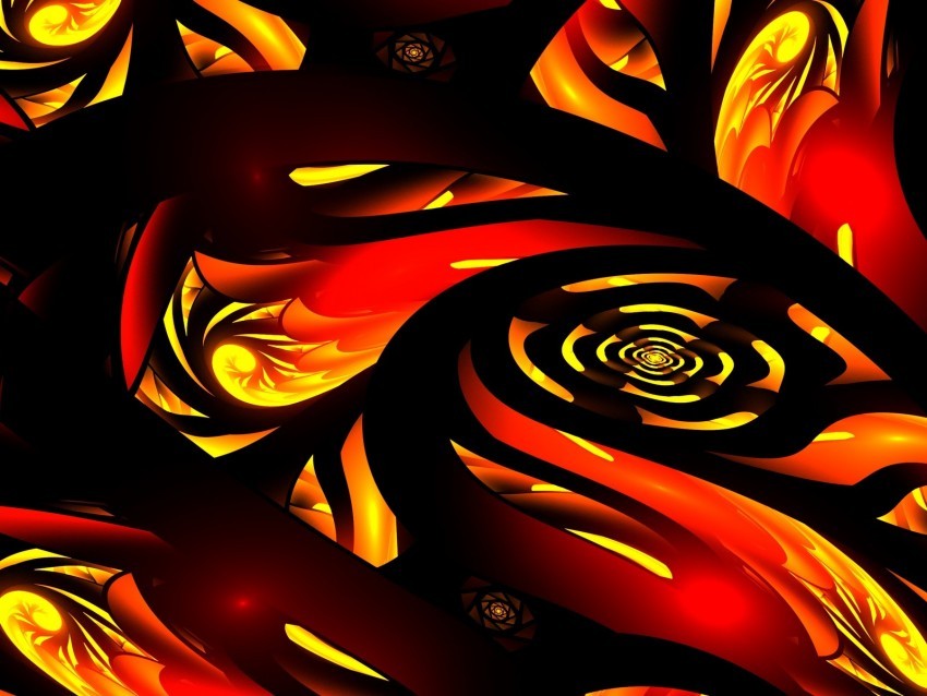 fractal fiery bright red-hot abstraction PNG graphics with transparent backdrop