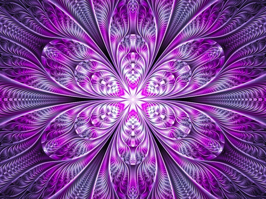 fractal flower abstraction bright purple digital PNG files with clear background