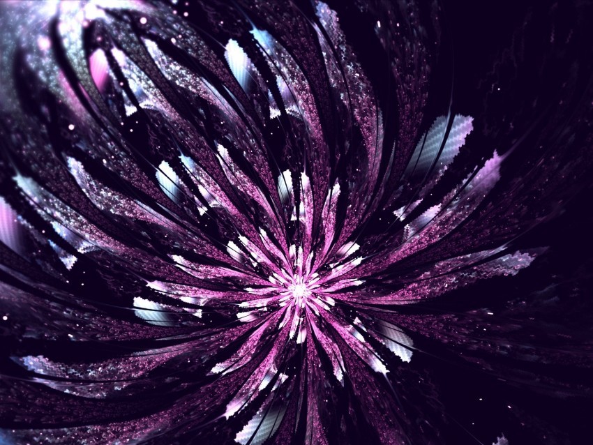 fractal flower glow abstraction digital purple PNG for personal use
