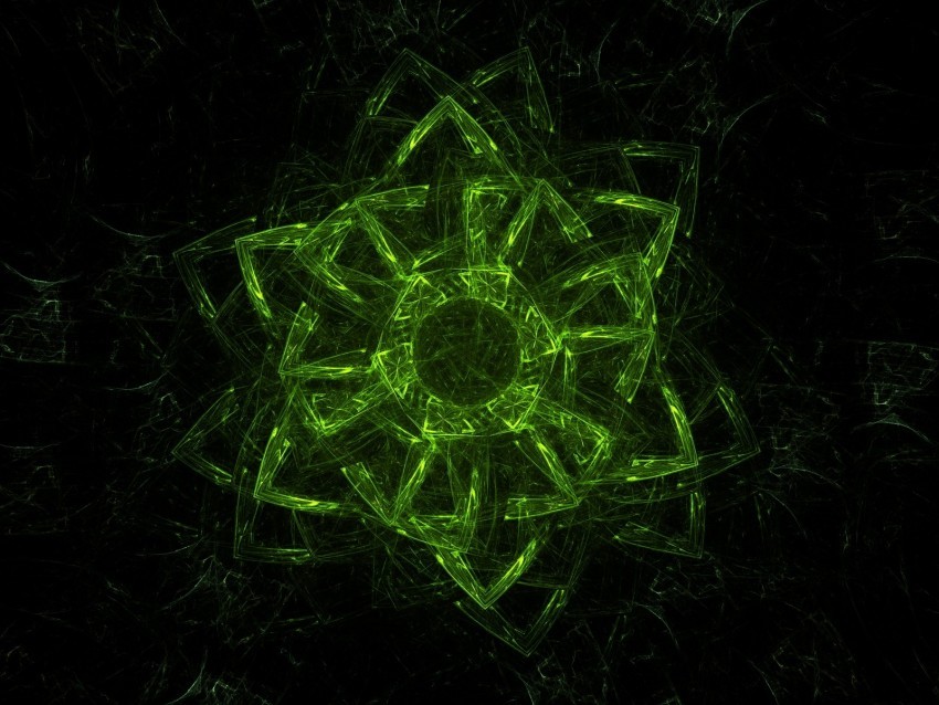 fractal green glow symbol abstraction Clear Background PNG Isolated Item