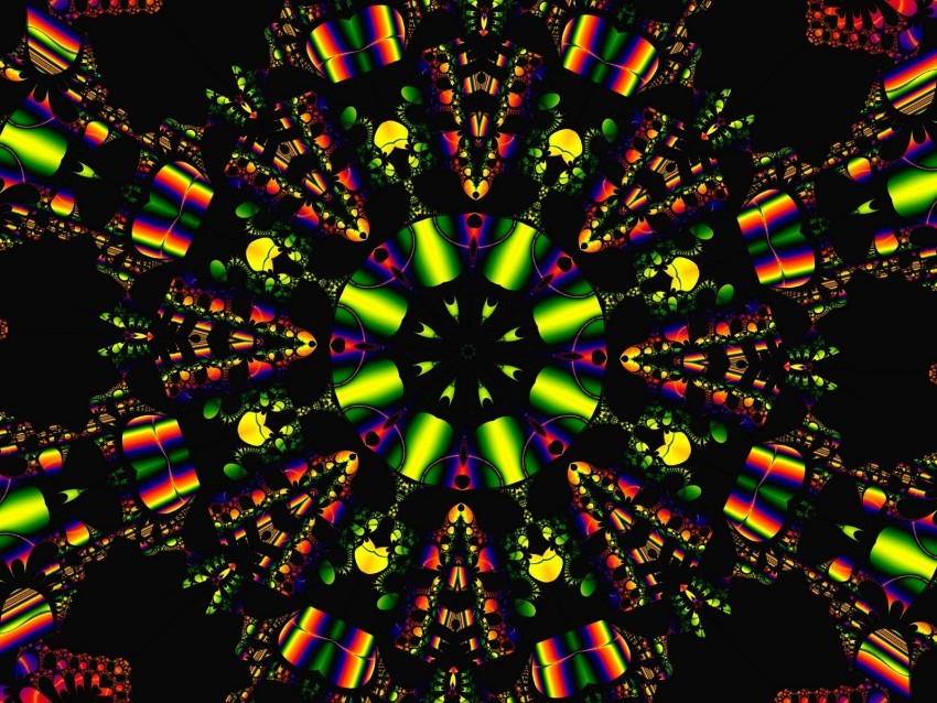 fractal kaleidoscope colorful Isolated Object with Transparent Background in PNG