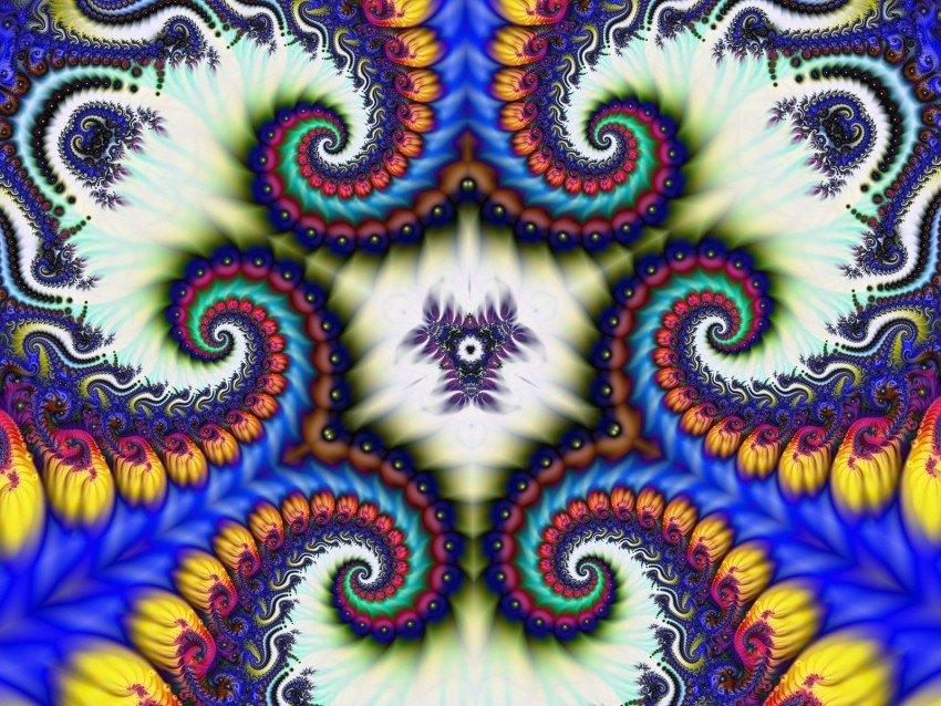 fractal kaleidoscope colorful twisted abstraction PNG transparent photos library 4k wallpaper