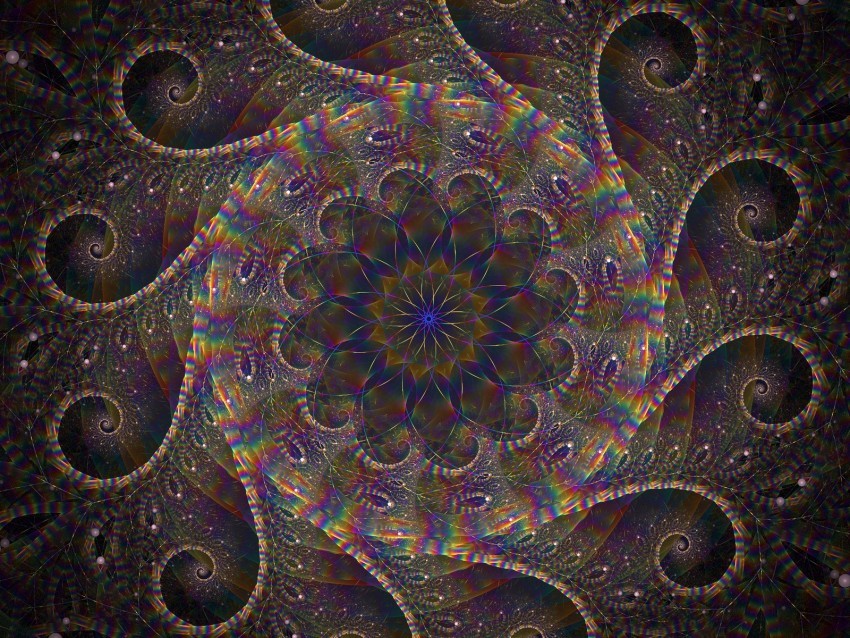fractal kaleidoscope iridescent pattern abstraction multicolored High-resolution transparent PNG images comprehensive assortment 4k wallpaper