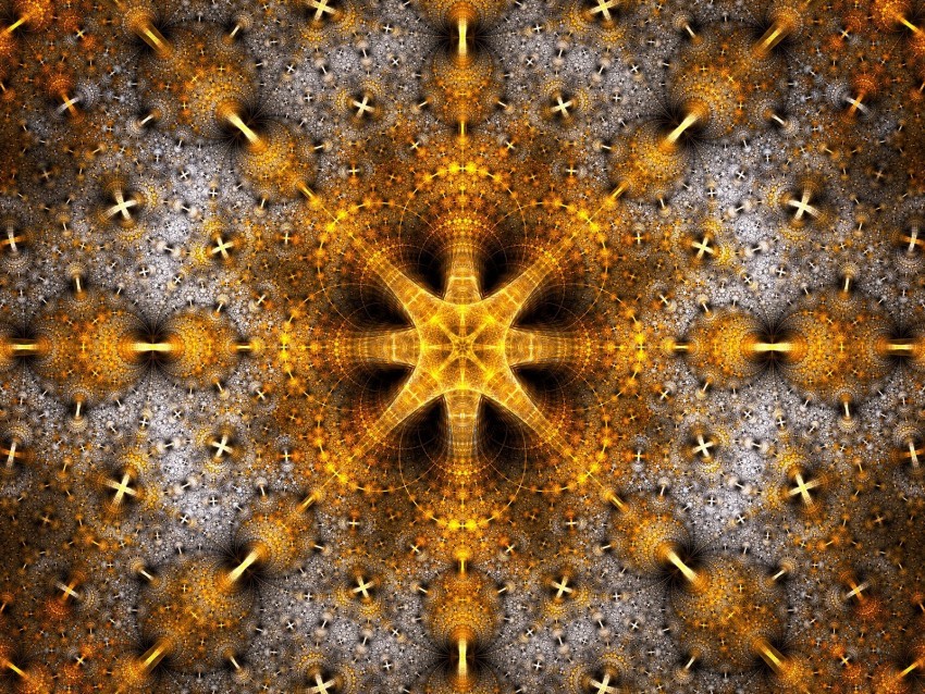 fractal pattern swirling circles golden PNG design
