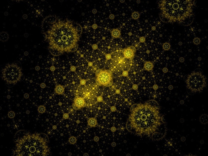 fractal pattern tangled yellow abstraction PNG Image with Transparent Cutout