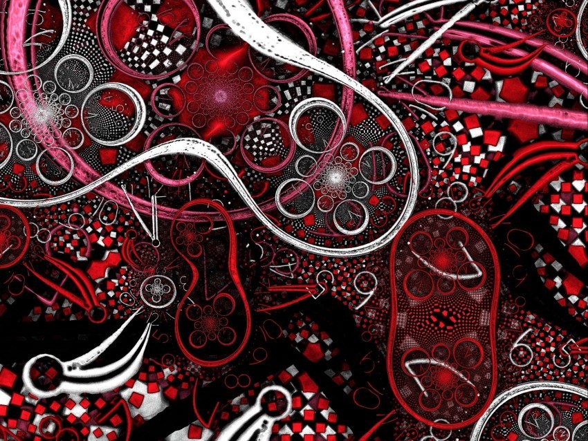 fractal patterns shapes red PNG images for printing