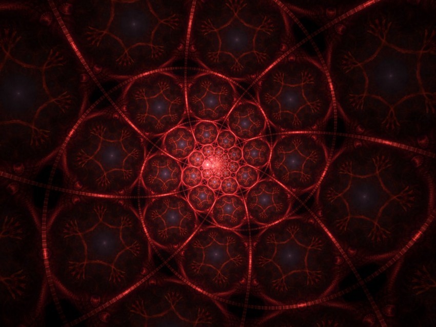 fractal spiral depth light red swirling lines Isolated Element on Transparent PNG 4k wallpaper