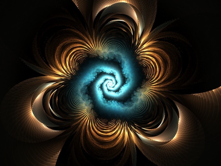fractal spiral glow abstraction twisted Isolated Artwork on Transparent PNG 4k wallpaper