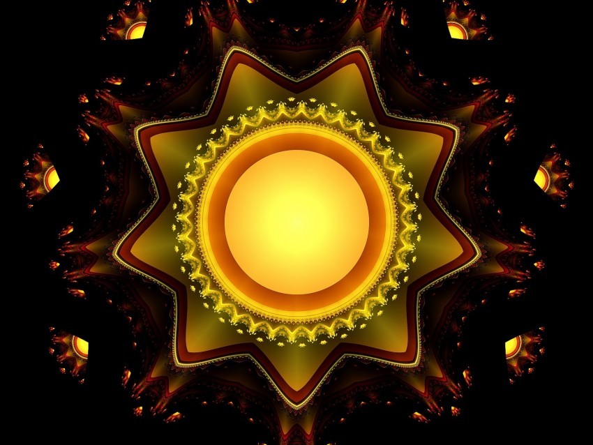 fractal star bright glow abstraction Isolated Icon in HighQuality Transparent PNG