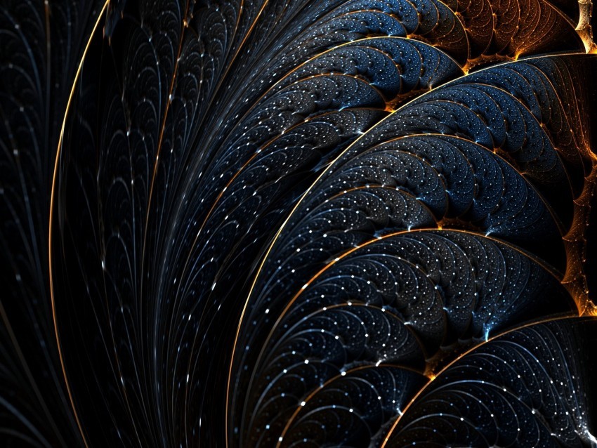 fractal structure shine dark blue golden Transparent PNG Isolated Graphic Detail 4k wallpaper