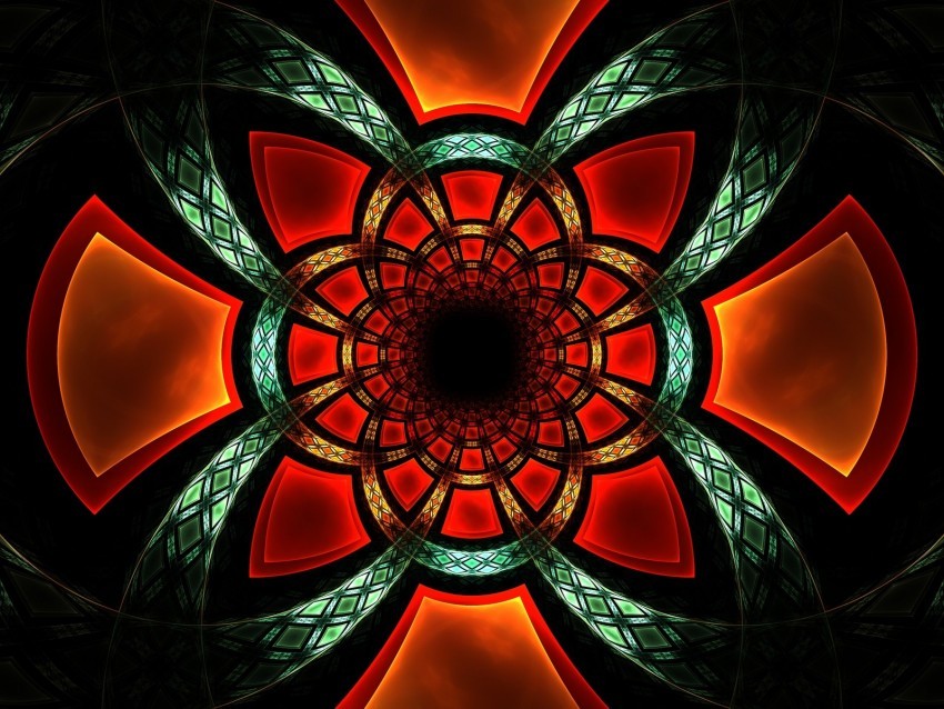 fractal symmetry glow pattern abstraction Isolated Design Element in PNG Format