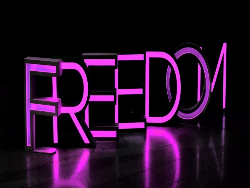 freedom neon inscription purple Free PNG images with alpha transparency comprehensive compilation