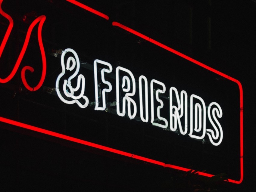 friends inscription neon backlight dark PNG files with no backdrop wide compilation 4k wallpaper