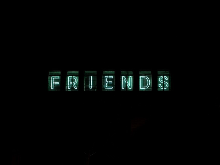 friends inscription neon backlight dark letters Isolated Graphic on Clear Background PNG 4k wallpaper