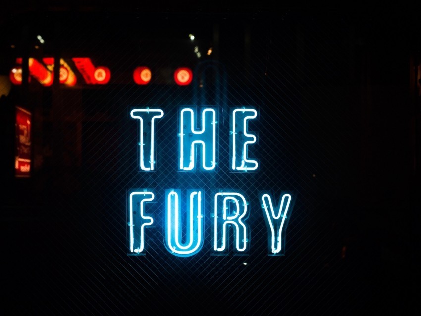 fury neon inscription mesh lights PNG clipart with transparent background 4k wallpaper