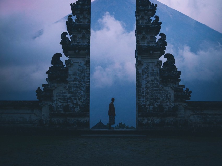 gate silhouette loneliness fog bali indonesia ClearCut Background PNG Isolation