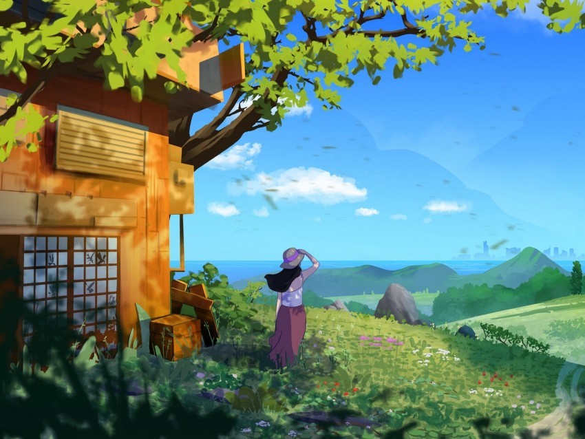 girl landscape art nature horizon Transparent PNG Isolated Object with Detail