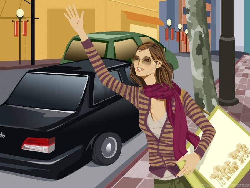 girl rush street taxis wallpaper Transparent PNG images extensive gallery