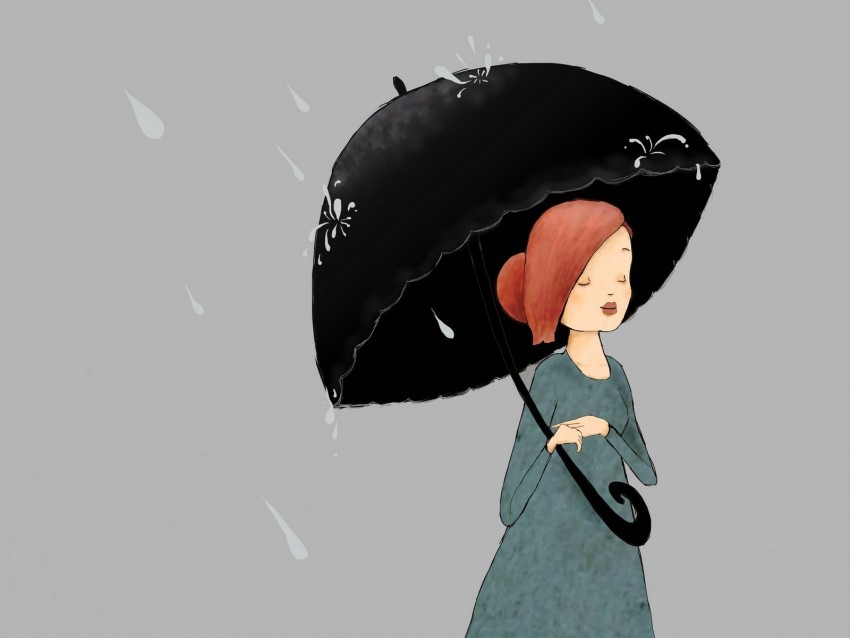 girl umbrella rain art PNG images with transparent canvas compilation