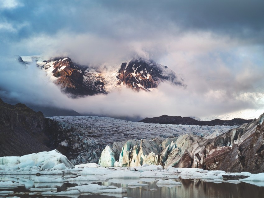 glacier mountains clouds ice landscape iceland HighQuality PNG Isolated Illustration 4k wallpaper