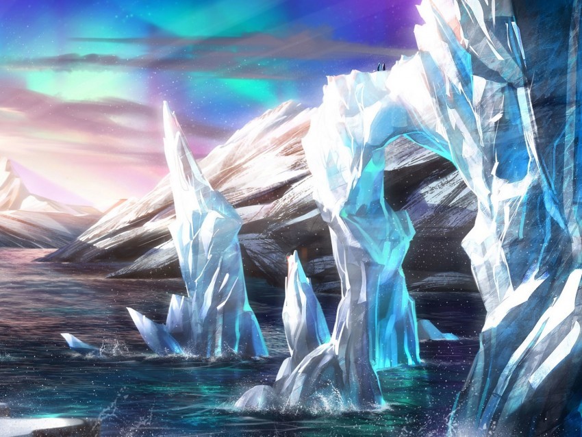 glaciers ice ice blocks snow art PNG images for advertising