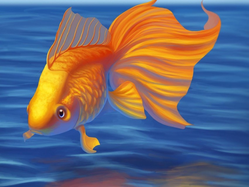 goldfish fish art water Isolated Graphic Element in Transparent PNG