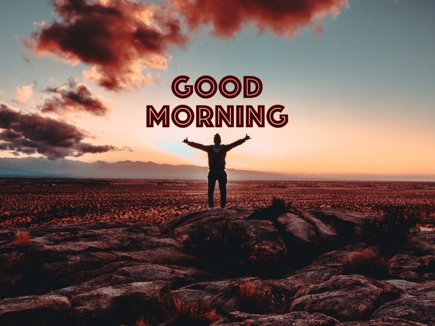 good morning morning inscription victory silhouette Transparent PNG Isolated Illustration