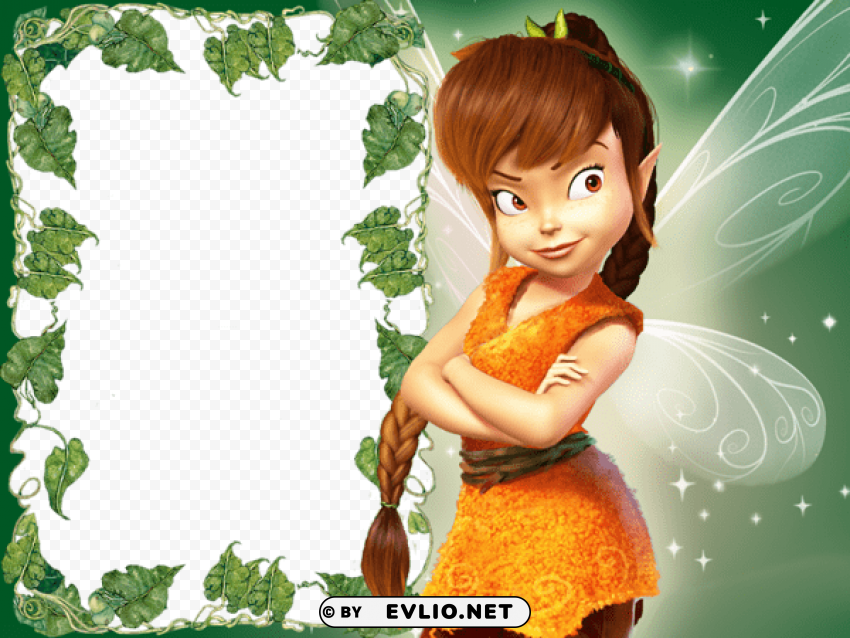green kids transparent photo frame with fairy Isolated Element on HighQuality PNG