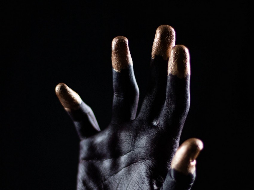 hand palm fingers paint dark PNG format with no background